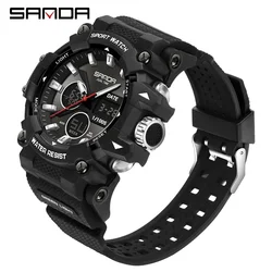 SANDA Men's Sports Watch for Men Women Quartz Digital Dual Display Watches Shock Water Resistant Camping GYM Wristwatch 12M6225