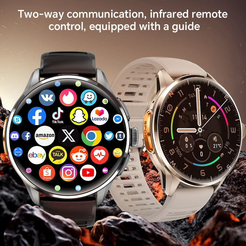 H100 Smart Watch Android 8.1 OS 5G Full Network SIM Card Insertion WIFI GPS APP Download Compass Smartwatch Rotating Camera