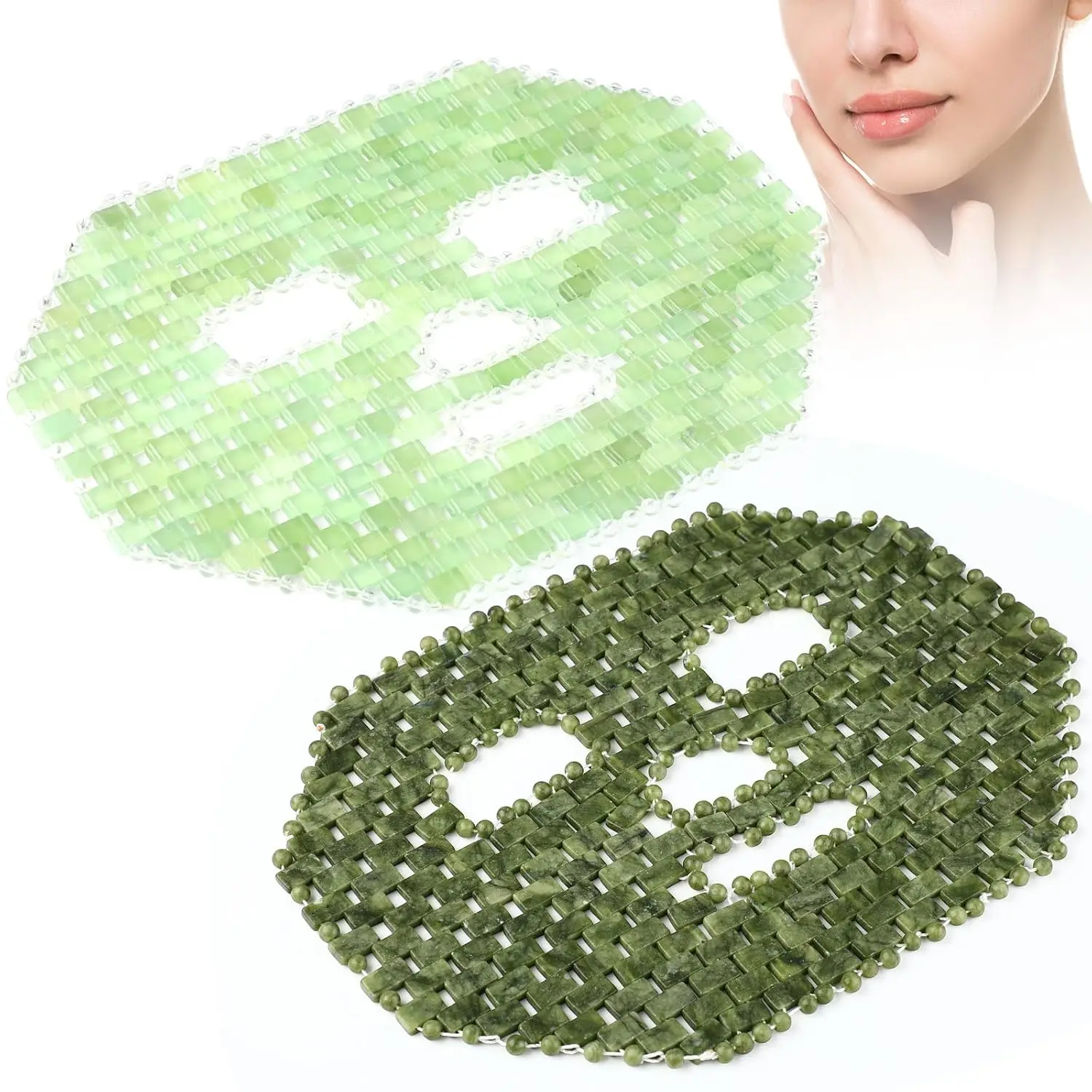 

Jade Facial Mask Natural Jade Sleep Mask Facial Eye Cooling Stone Massage Tools for Puffy Eyes Dark Circles Gift