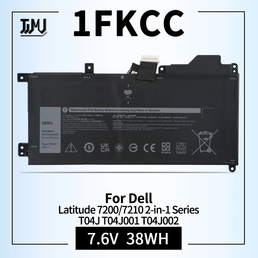 1FKCC Laptop Battery for Dell Latitude 7200 7210 2-in-1 Series T04J T04J001 T04J002 T5H6P 09NTKM 9NTKM 0D9J00 D9J00 0KWWW4 KWWW4