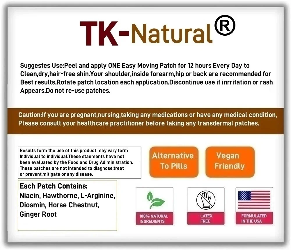 30 Patches Blood Circulation Transdermal Patches for Men & Women - Spider & Varicose Veins for Legs Support view 5
