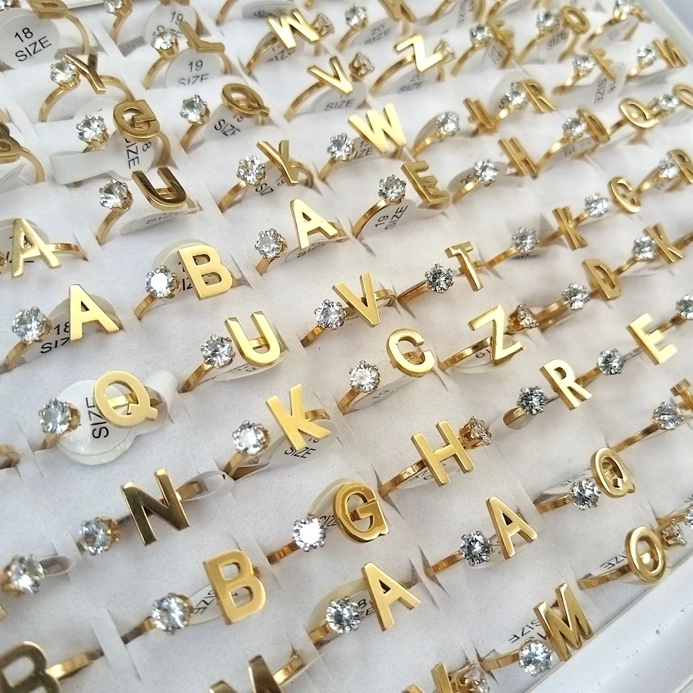 20 Stück Vergoldete Niedliche Gemischte Damen Edelstahl Zirkon Herz-Ringe Süßer Party-Schmuck Geschenk – Detail 10