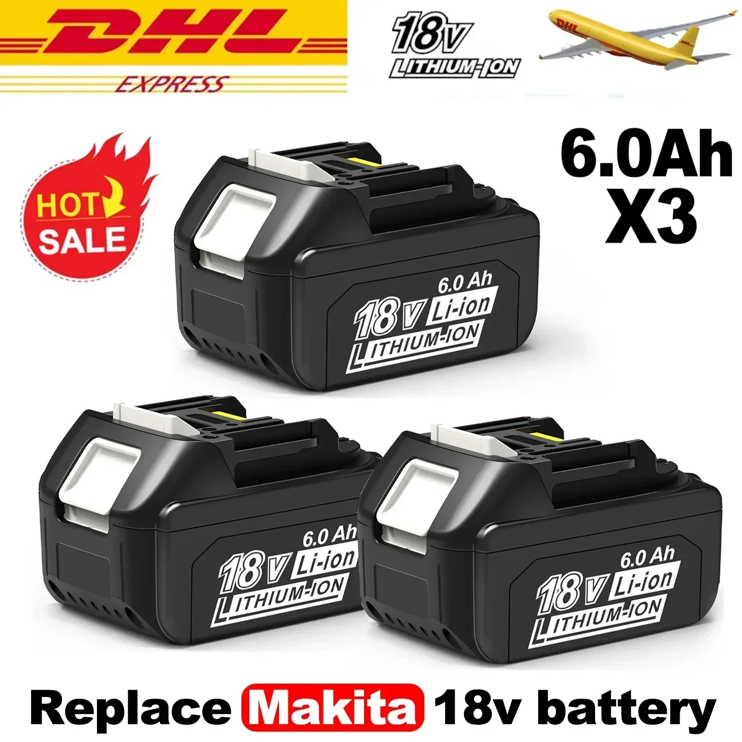 

✅Latest Upgraded BL1860 Rechargeable Battery 18 V 6000mAh Lithium for Makita 18V Battery BL1840 BL1850 BL1830 BL1860B LXT 400