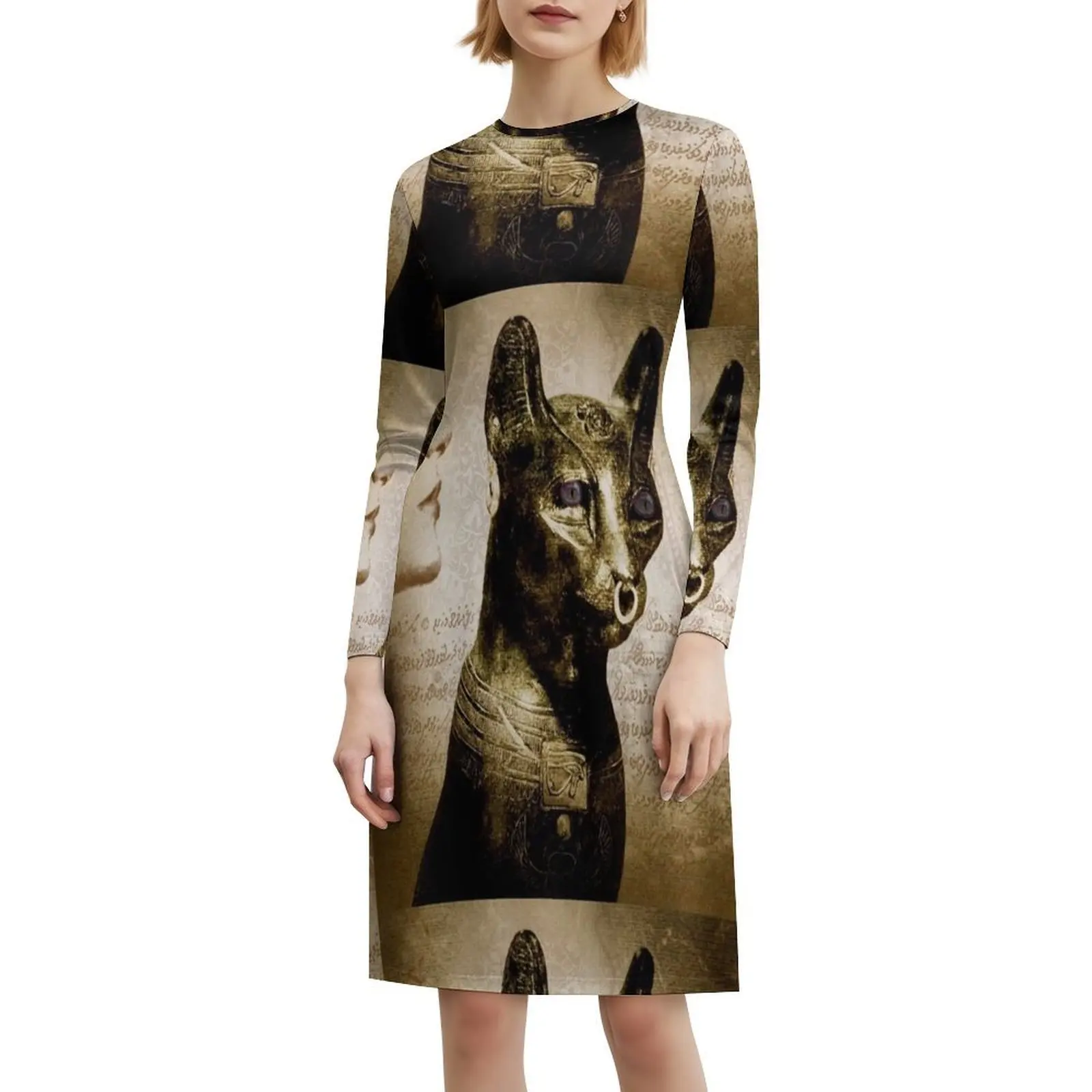 Мини-платье Dreaming Bast 2, консервативное мини-платье трапециевидной формы, свободное повседневное дневное платье Ankha Desh Ankhadesh Египетская египетская женщина