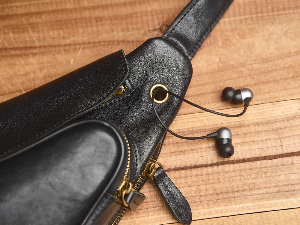 NUPUGOO – Echte Leder-Vintage-Brusttasche für Herren, als Umhängetasche oder Schultertasche tragbar, hochwertiges Leder, multifunktionaler Reißverschluss für 9,7-Zoll-Geräte. – Detail 22