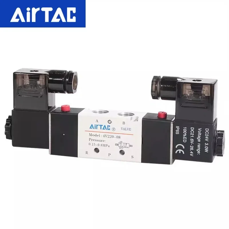 AirTAC 4V120-06 4V220-08 4V320-10 4v420-15 Solenoid Valve Air Valve Two Position Five Way Reversing Valve 12V 24V 110V 220V