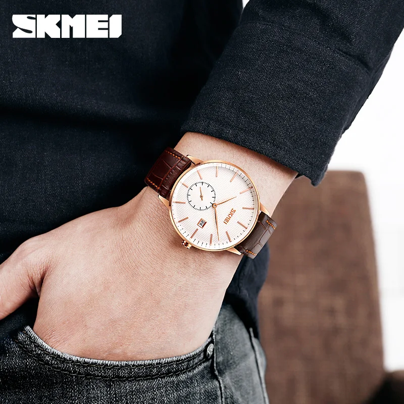 2022 SKMEI Men\'s Watches Top Brand Luxury Men Wrist Watch Leather Quartz Watch Sports Waterproof Male Clock Relogio Masculino