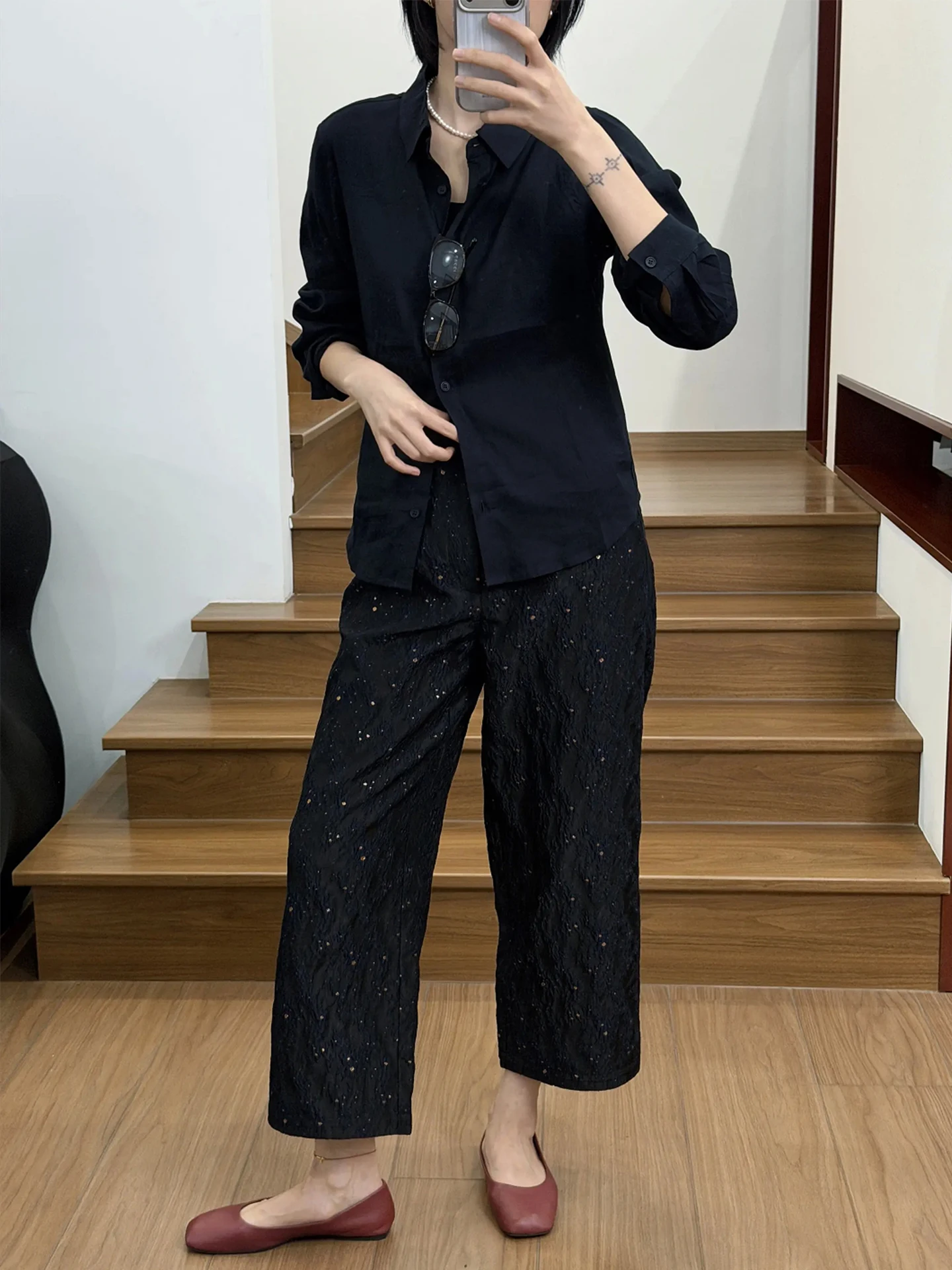 

Женская льняная рубашка Langqing Simple Love с длинным рукавом, свободного кроя, новинка 2026 года, весенняя, с защитой от солнца, повседневная, удобная, дышащая