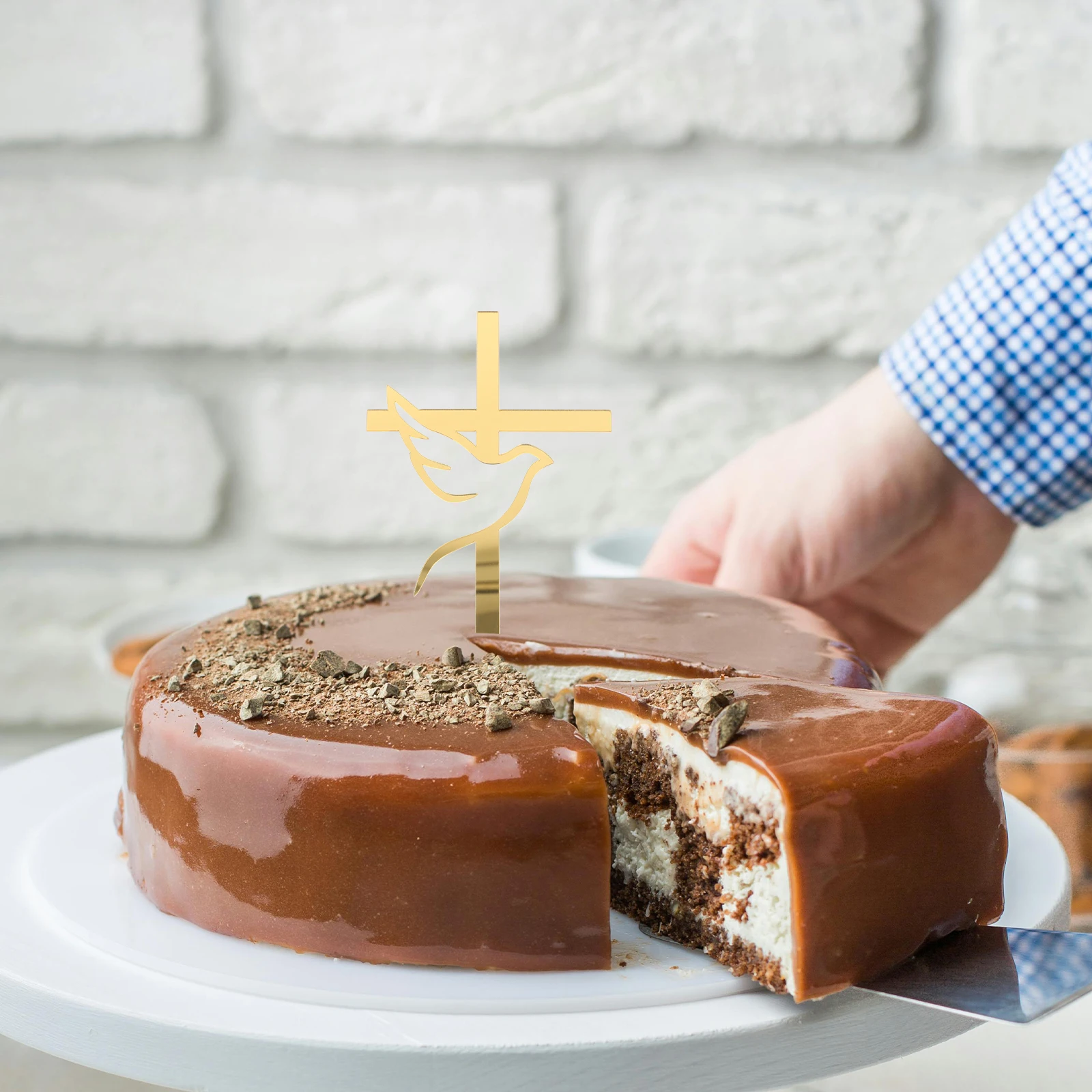 

3pcs Peace Dove Cross Decoration Cake Decorations Toppers Baptism Wedding Party Props Acrylic Cupcake Dessert Inserts Birthday