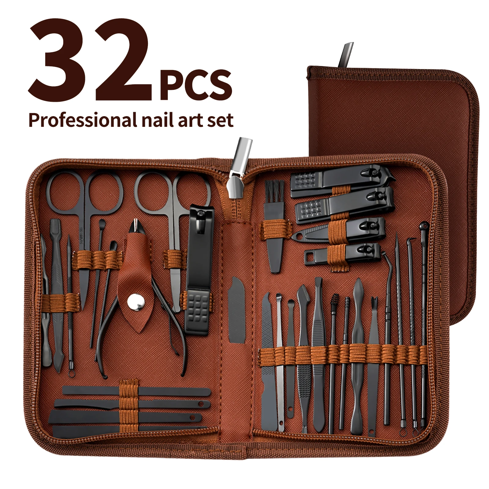 32-delige professionele nagelknipper pedicure schaarset roestvrij staal draagbare manicure nagelknipper gereedschapsset, voor mannen en vrouwen