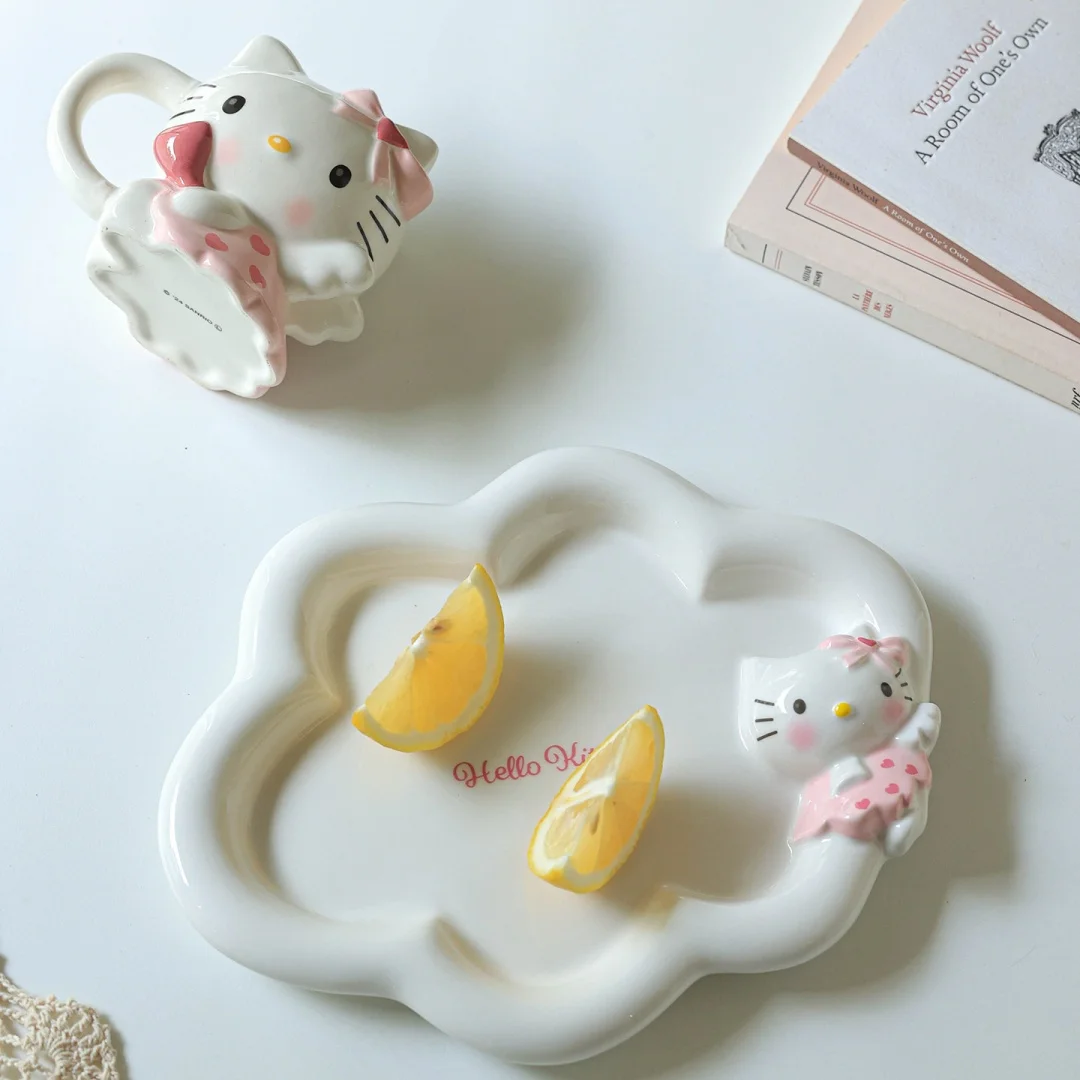 

Керамическая тарелка Hello Kitty 3D в форме милого ангела для десертов и завтраков, идеальный подарок для девочек и подруг, для ежедневного использования