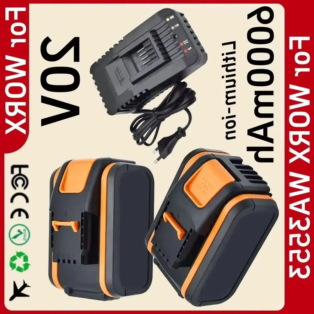 

Для Worx 20 В 6000 мАч литий-ионная аккумуляторная батарея WA3551 WA3551.1 WA3553 WA3641 WX373 WX390 Электрический инструмент с зарядным устройством
