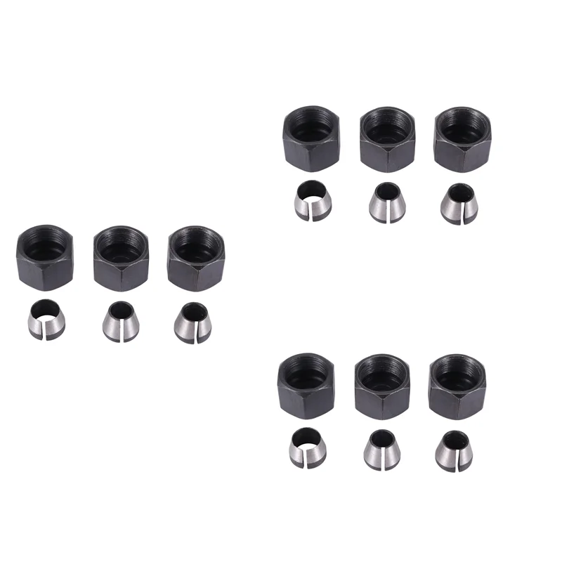 

9 Pcs Router Collet Set Chuck Heads Adapter For Drills Engraving Trimming Carving Machine Electric Router Milling Cutter-AT36