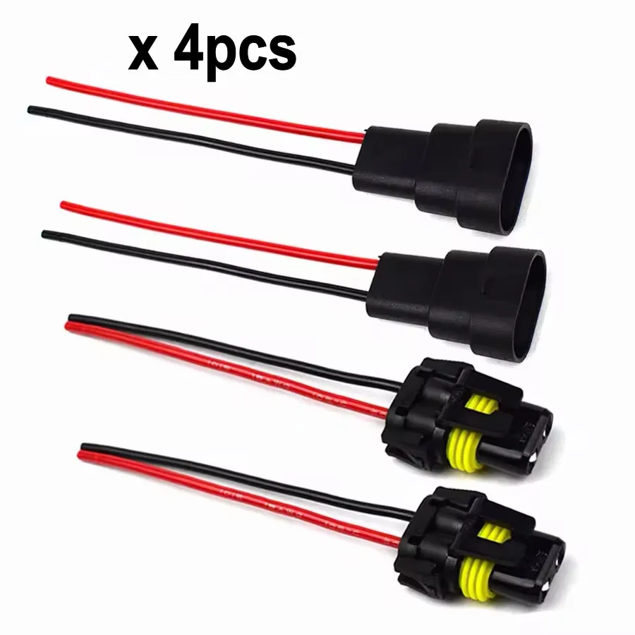 

2Pcs 4Pcs 9005 9006 Male Female Plug HB3 HB4 Adapter Socket Wiring Harness Connector Extension Cable