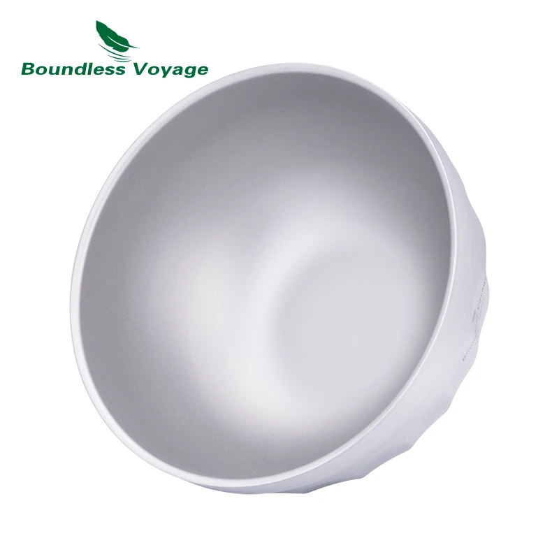Grenzeloze Voyage Titanium Dubbelwandige Kom Ultralight Outdoor Camping Reizen Servies Rijst Soep Havermout Yoghurt Serveerschalen