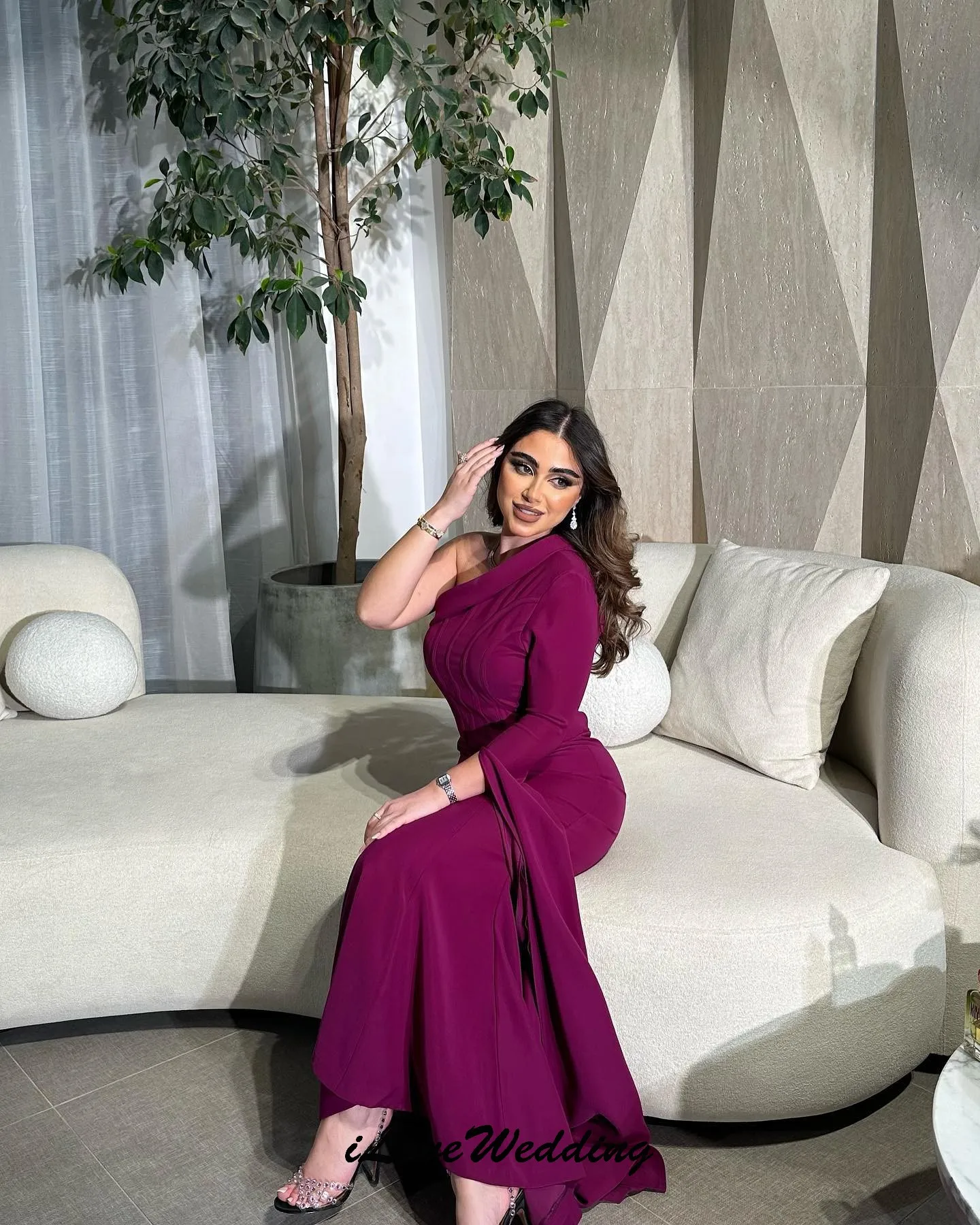 Vestidos de Noche fucsia de un hombro, vestido de fiesta elegante para mujer, vestidos de graduación hasta el tobillo de satén, Gala Formal personalizada 2025