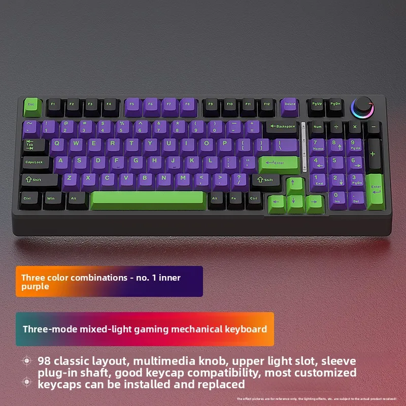 Custom Mist Shadow Theme H98 Mechanical Keyboard Bluetooth Tri-Mode 2.4G Wired Esports Home Office Gift