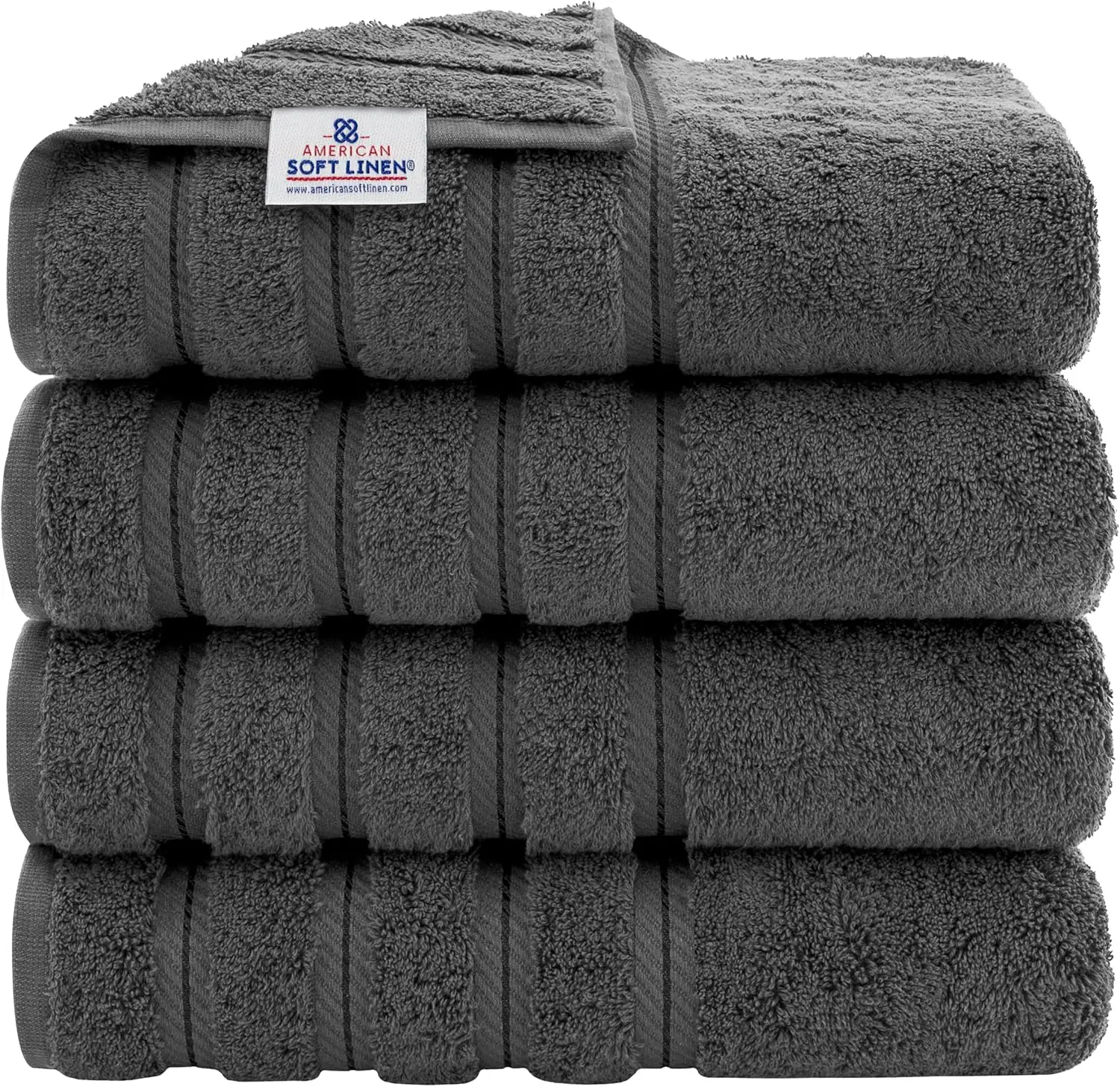 

Luxury 4-Piece Bath Towel Set, 600 GSM 100% Cotton Turkish Towels, Large 27x54 in Dark Gray for Bathroom