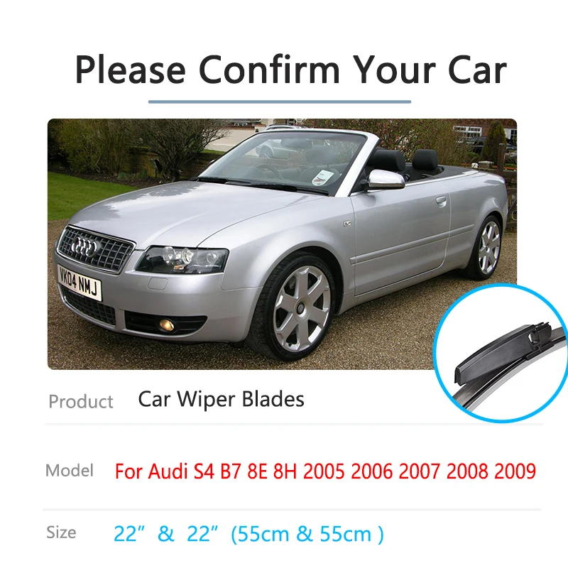 For Audi S4 B7 8E 8H 2005 2006 2007 2008 2009 Front Wiper Blades Brushes Cleaning Window Windshield Windscreen Car Accessories