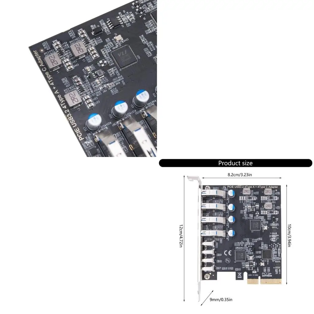 

PCIe to 4 Port USB 3.2 and 4 Port TypeC Expansion Card ASM3142+VL822+VL822 Control, 20Gbps Fast Speed for Desktop