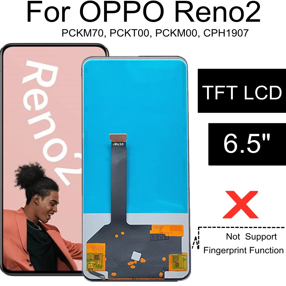 6.5 TFT LCD For OPPO Reno2 Reno 2 PCKM70 PCKT00 PCKM00 CPH1907 LCD Display Touch Screen Digitizer Assembly Replacement