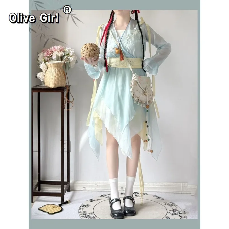 Olivegirl Hanfu Dress Fairy Elegant Sweet Original Xianxia Daily Ancient Style Set Summer Traditional Chinese Clothing view 5