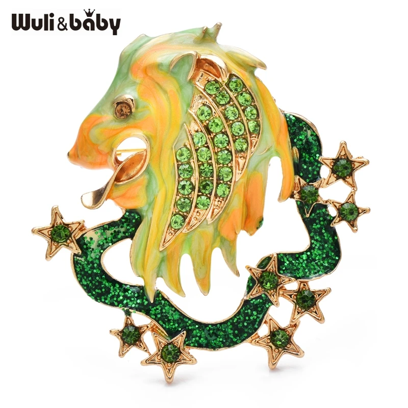 Wuli&baby New Enamel Lion Brooches For Women Men Beautiful Leo Cartoon Animal Party Casual Brooch Pins Gifts