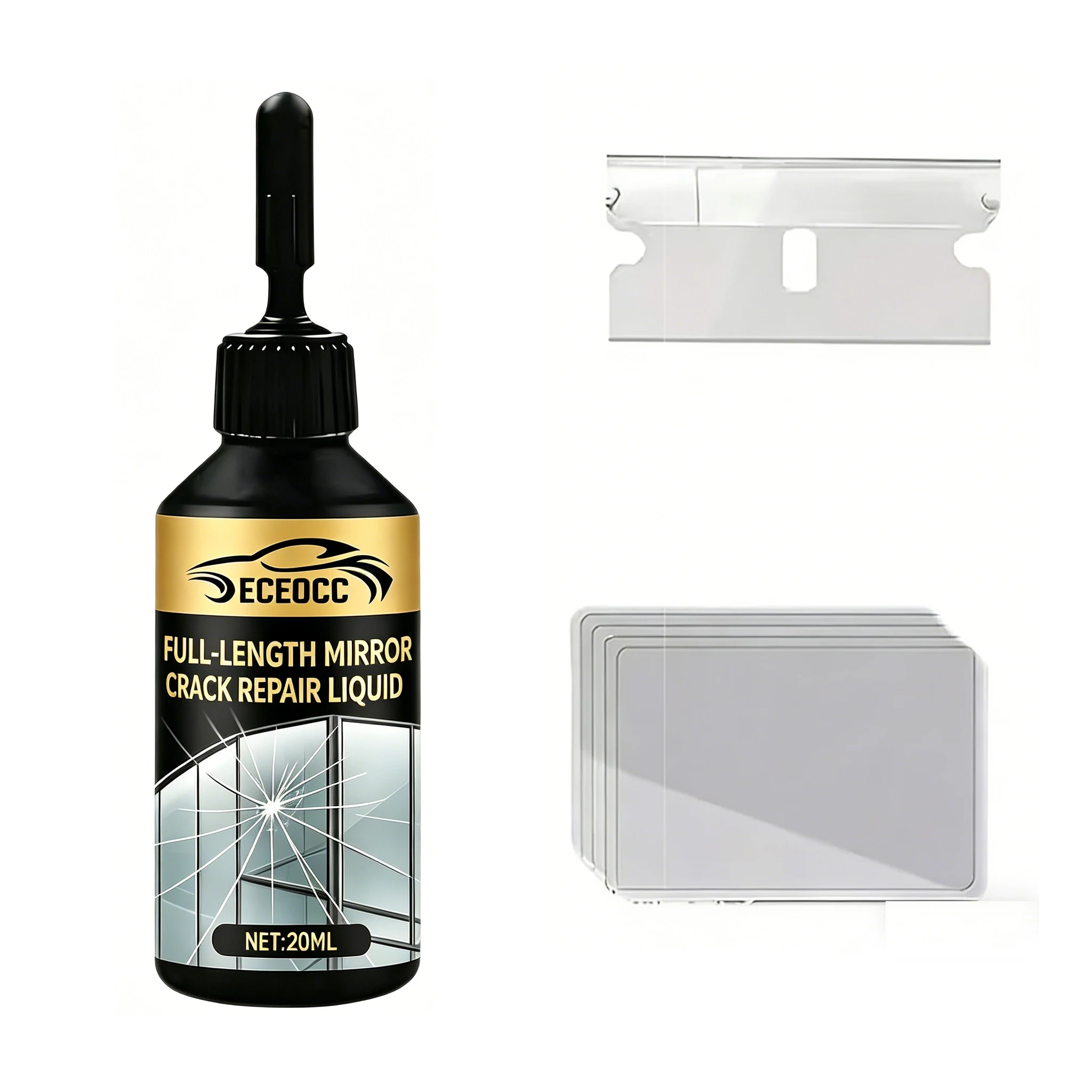 15-Min Full-Length Mirror Crack Repair Kit | Portable Adhesive, Clear View, Fix Deep Cracks Without Removal