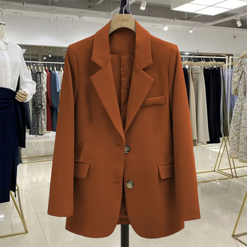 Blazers à boutonnage simple de style coréen pour femmes, manteau imbibé bleu, veste de bureau, vêtements d'extérieur féminins de tempérament, nouveau