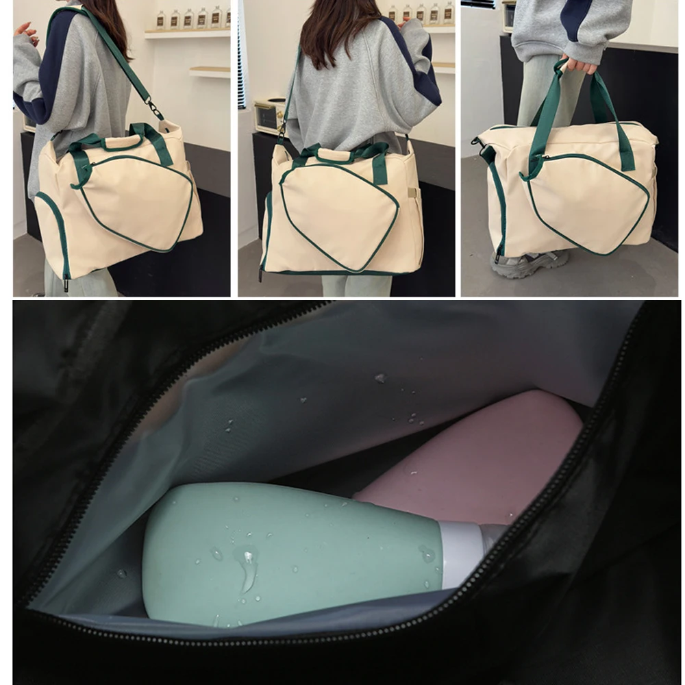 حقيبة مضرب تنس الطاولة ذات سعة كبيرة وحقيبة يد رياضية متعددة الأغراض مقاومة للماء مع حجرة للأحذية وجيب مبلل