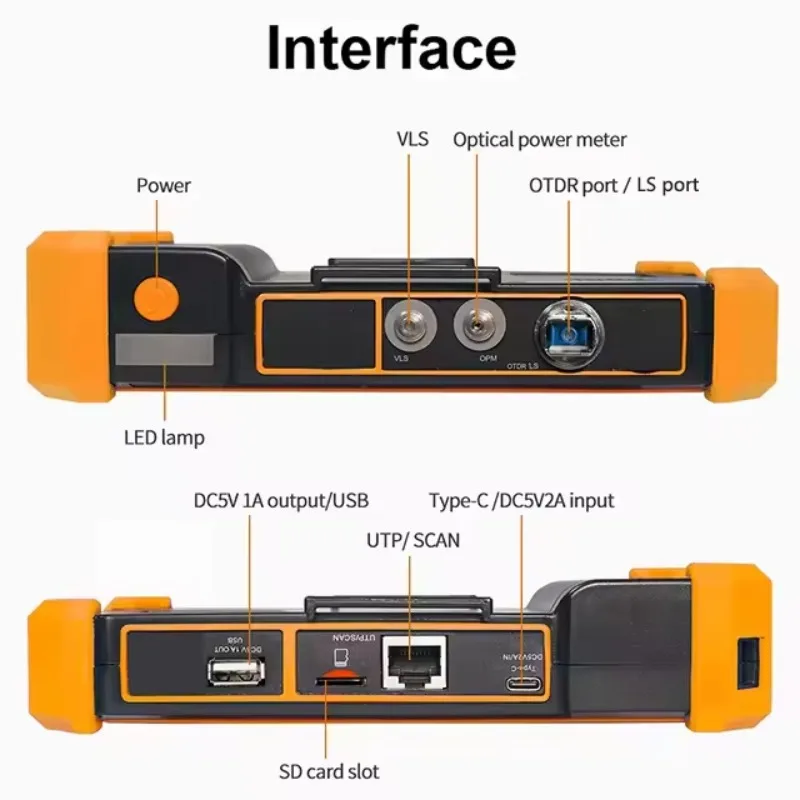 Handheld A105 Otdr 5.55 Inch OLED Touch Screen Optical Time Domain Reflectometer RJ45 Cable Optic Fiber Tester with OPM VFL 10mW