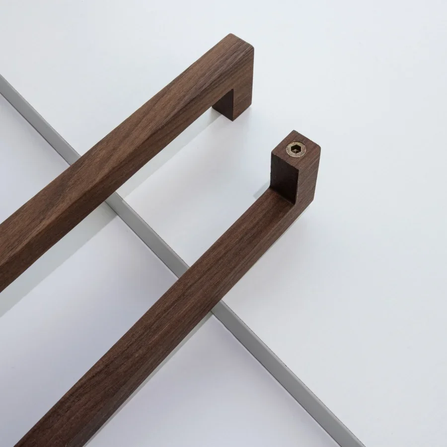 Maniglia per armadio a tubo quadrato in noce nera Minimalismo Maniglie in legno massello nordico per guardaroba e cassetti Maniglie per mobili da cucina
