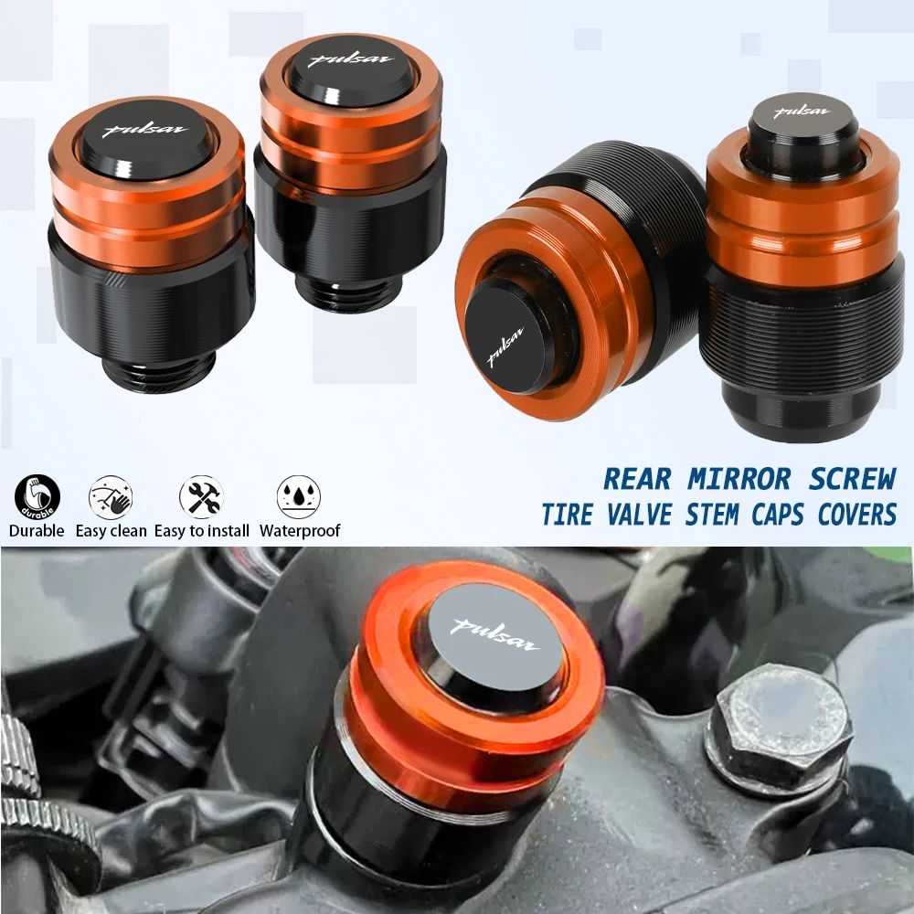 For Bajaj Pulsar 200NS NS 200 2023 2022 2021 2020 2019 2018 All years Motorcycles Tire Valve Stem Caps Covers Rear Mirror Screw