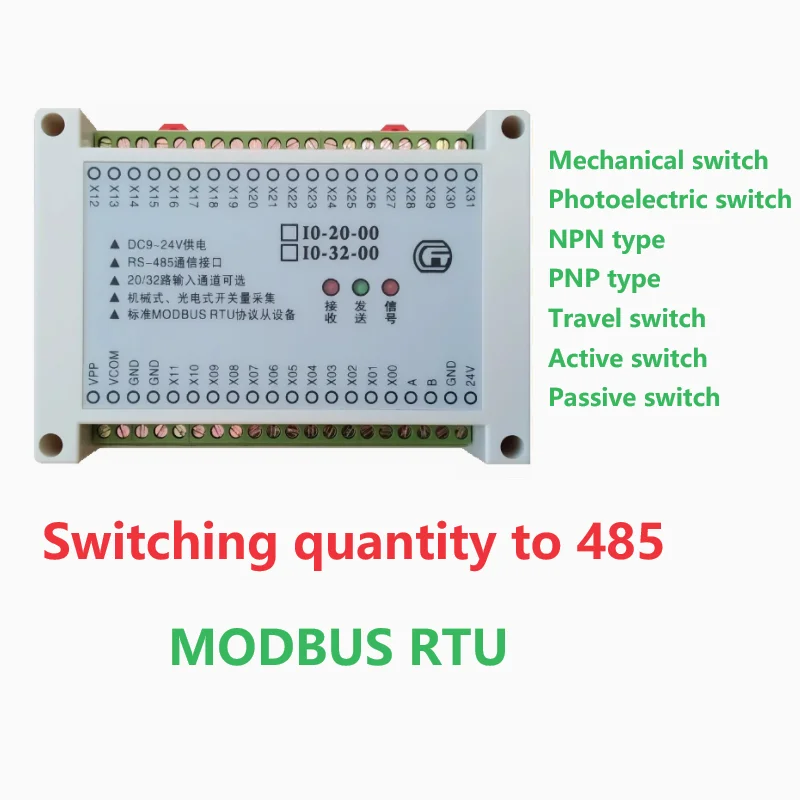 

32-channel Switching quantity Acquisition module DI digital input to 485 mechanical photoelectric switch MODBUS RTU