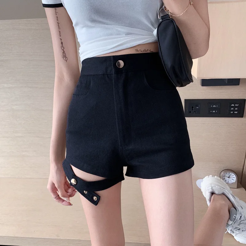 Black High-Waist Elastic Slimming Short Pants Women's Spicy Girl Tight Base Layer Pants Ultra Popular Internet Red Hot Pants
