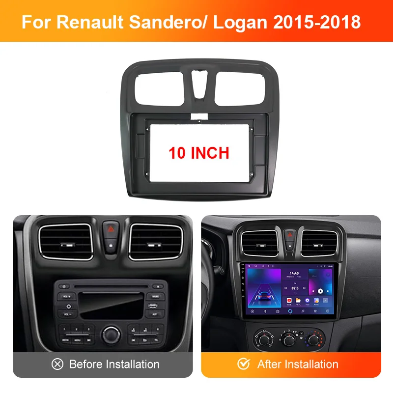 Car Frame Fascia Adapter Decoder Android Radio Dash Fitting Panel Kit For 2015-2018 RENAULT SANDERO/ LOGAN 9/10.1 inch