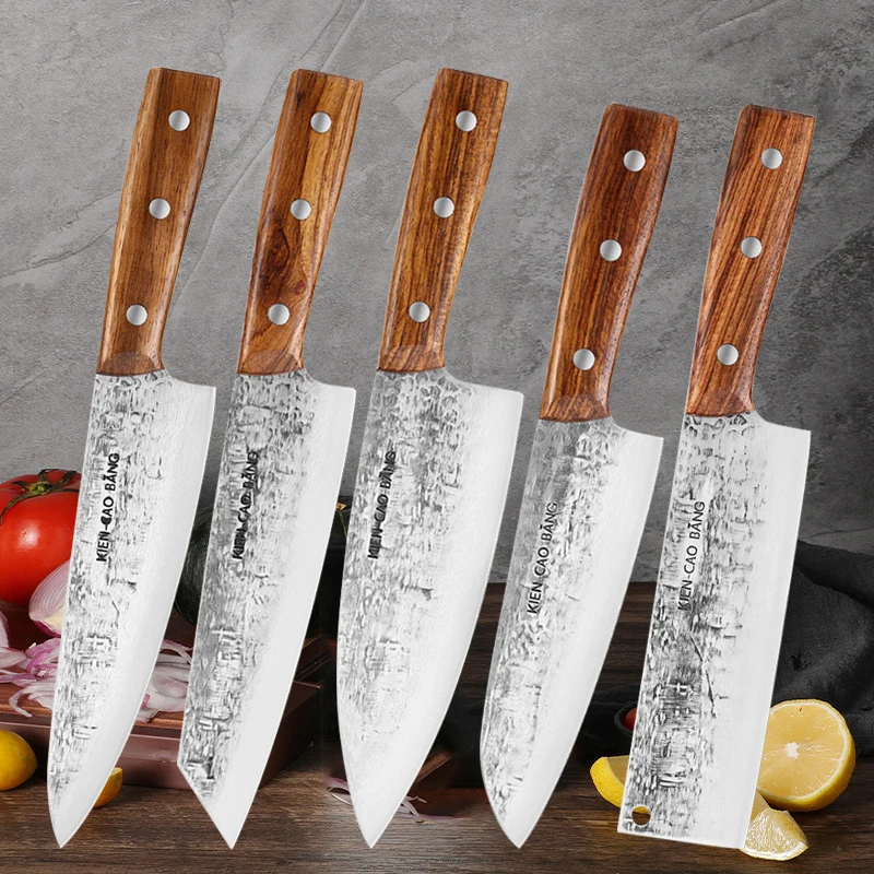 Santoku Salmon Knife 50Cr15Mov Steel Fish Fillet Japanese Knives Meat Vegetable Cleaver Wooden Handle Cutting Peeling Knife