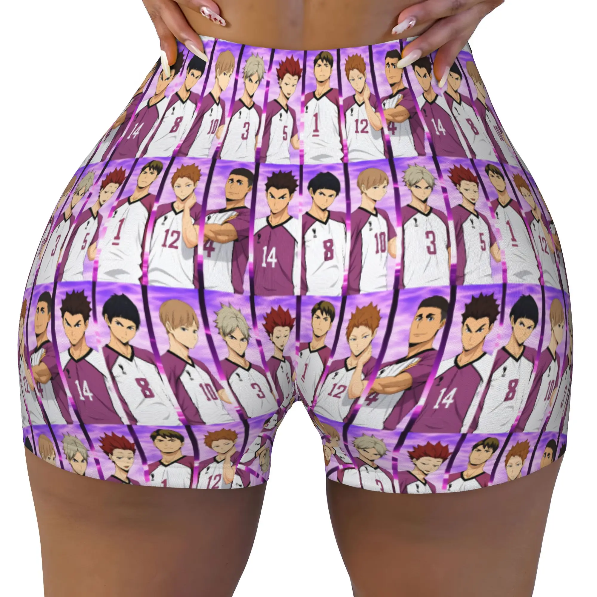 Women Ushijima Wakatoshi Haikyuu  Workout Yoga Shorts Semi Eita Tendo Satori Athletic Gym Biker Running Shorts
