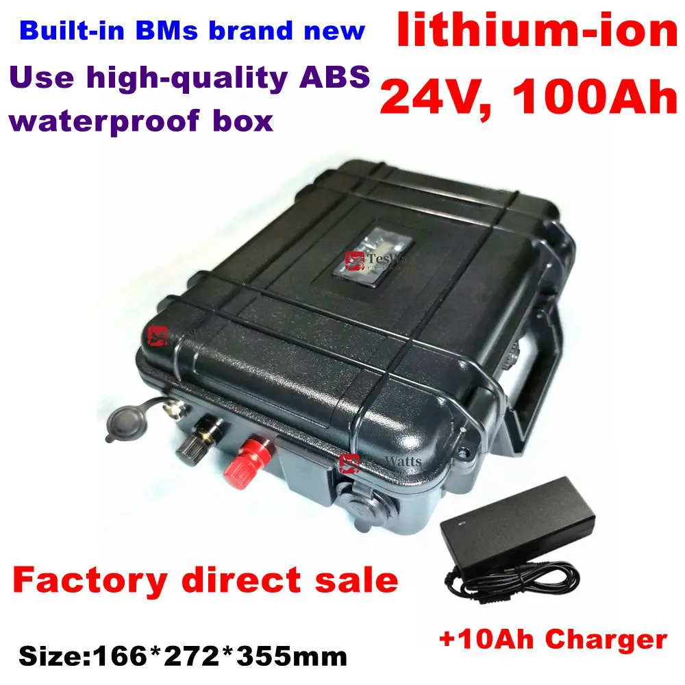 

Литий-ионный аккумулятор 24 В, 100 Ач, для электромобиля, для электромобиля, с зарядкой 10 А, совместимый с мониторами 1500 Вт,