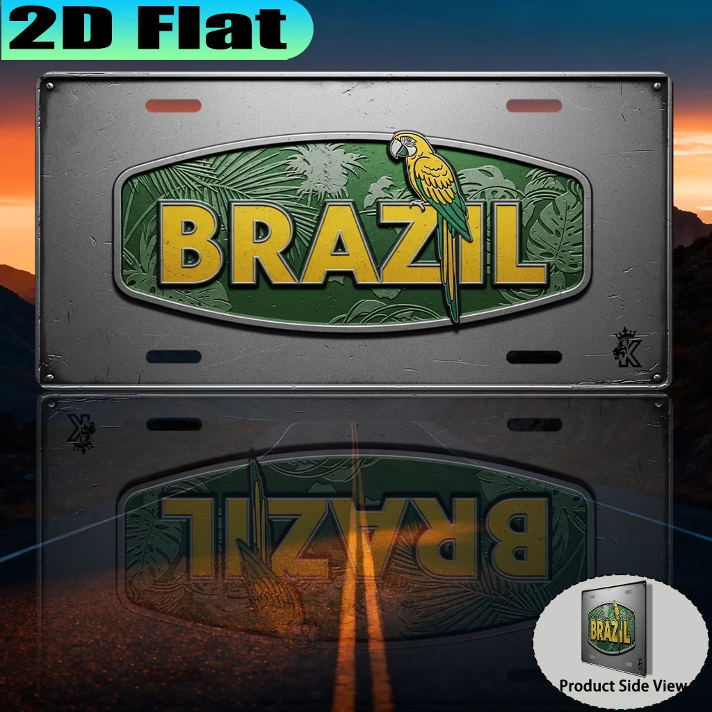 2D Flat, [2D Flat] 2D Flat Printing, 1pc, Brazil Retro Aluminum Sign (12x6in), Retro Urban Style, Travel Enthusiast Gift, Souven
