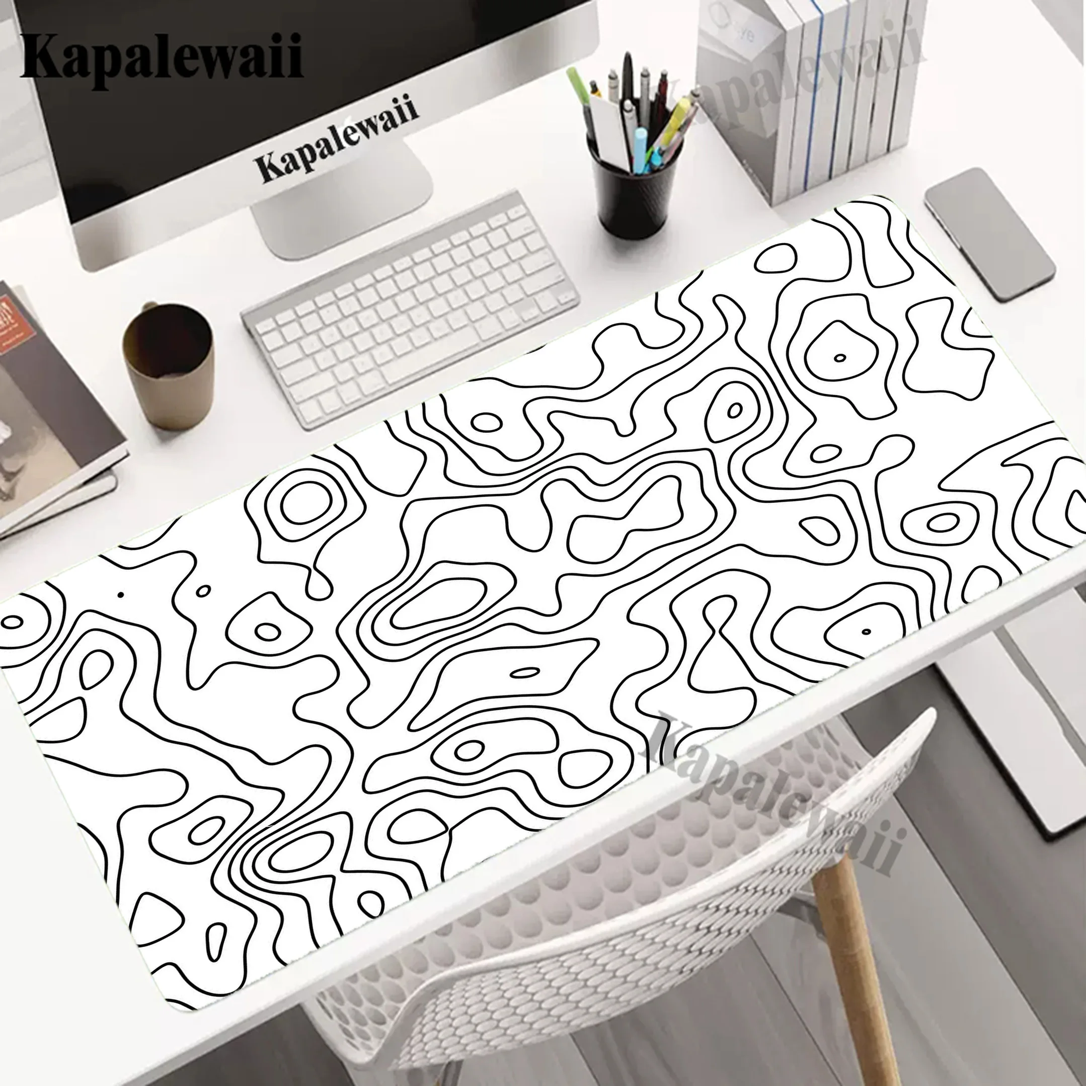 

Black And White Line Extended Mouse Pad Notebook Office Mousepad Gaming Speed Keyboard Pads Table Carpet Computer Gamer Desk Mat