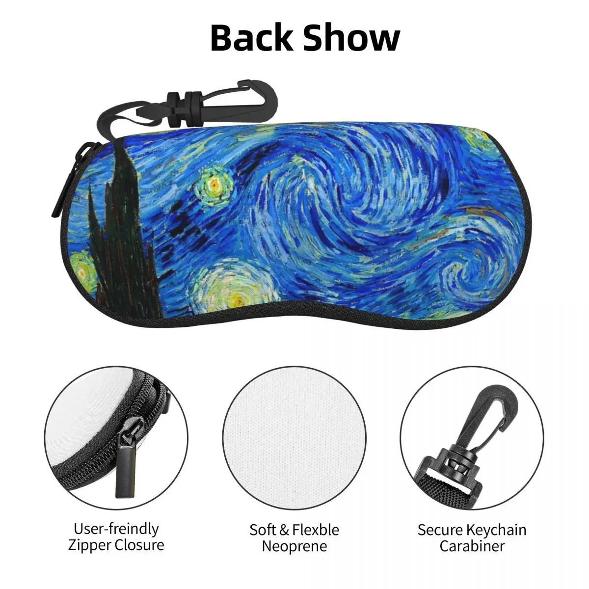 ليلة مرصعة بالنجوم بواسطة فان جوخ شل نظارات حافظة نظارات شمسية واقية صندوق النساء الرجال لينة حقيبة النظارات الحقيبة