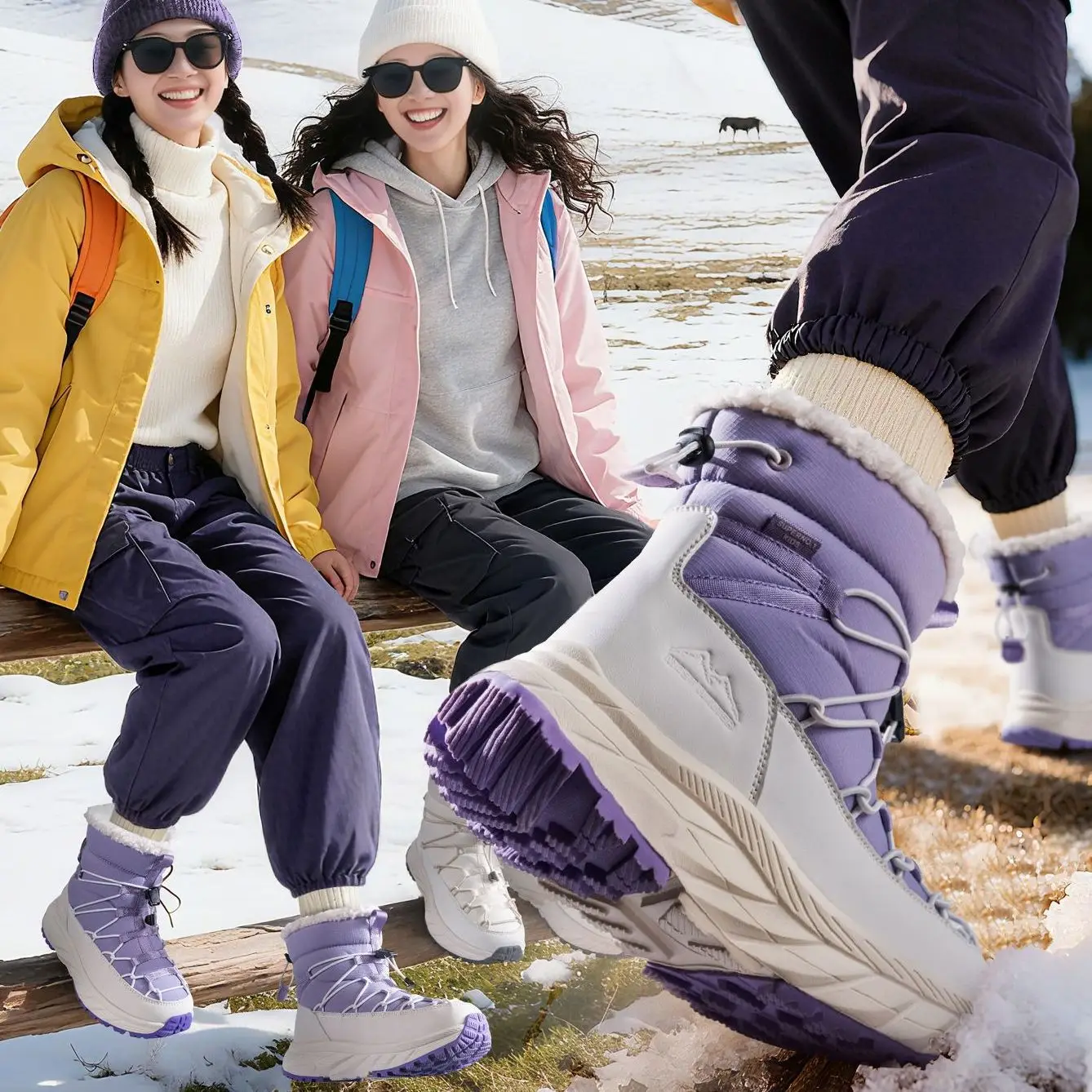 מגפי שלג יוניסקס נשים נעלי חורף גברים מגפיים ללא החלקה עמיד למים מעובה למים נעלי סקי חמות מעובה