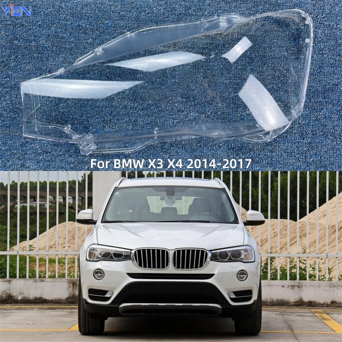 

For BMW X3 X4 F25 F26 2014 2015 2016 2017 Auto Accessories Polycarbonate High Gloss Fully Transparent Lampshade Caps