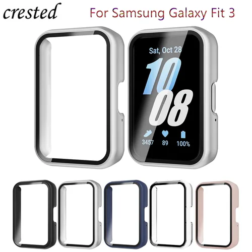 Vidrio + funda para Samsung Galaxy Fit 3, accesorios 2024, marco de PC antiarañazos, protector de pantalla, parachoques galaxy fit3