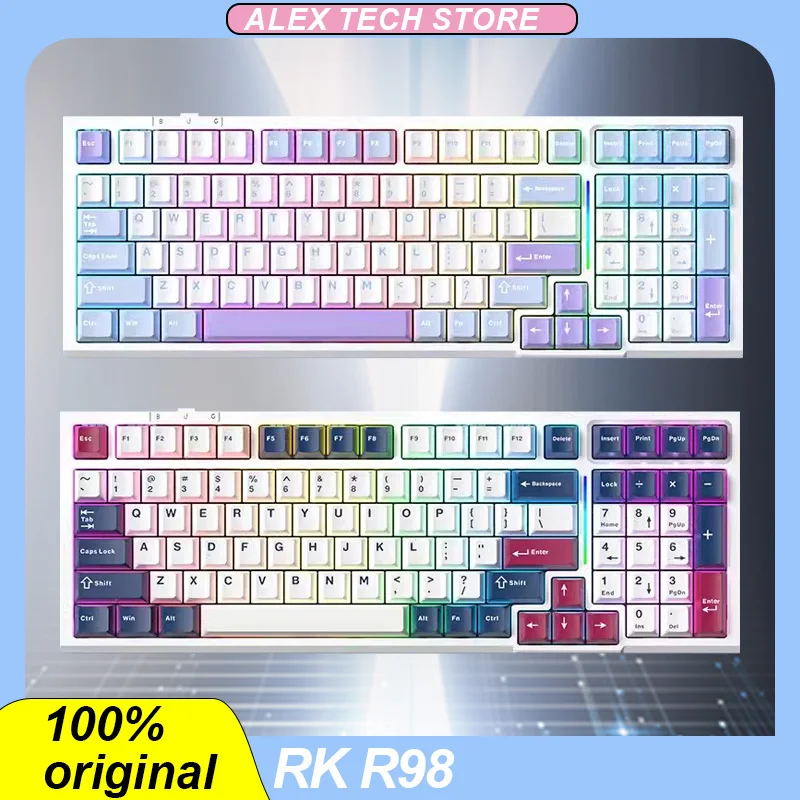 

RK R98 Mechanical Keyboard 3mode Wireless Bluetooth 7200mah Hot Swap Gasket PBT RGB Customized Gaming Keyboard Pc Accessories