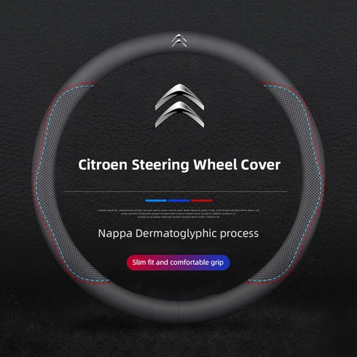 Imagen 2 del producto Protector de cuero para volante de coche, accesorios antideslizantes para Citroen C3 C4 C5 C1 C2 Berlingo Grand Picasso Jumper Saxo Jumpy DS3