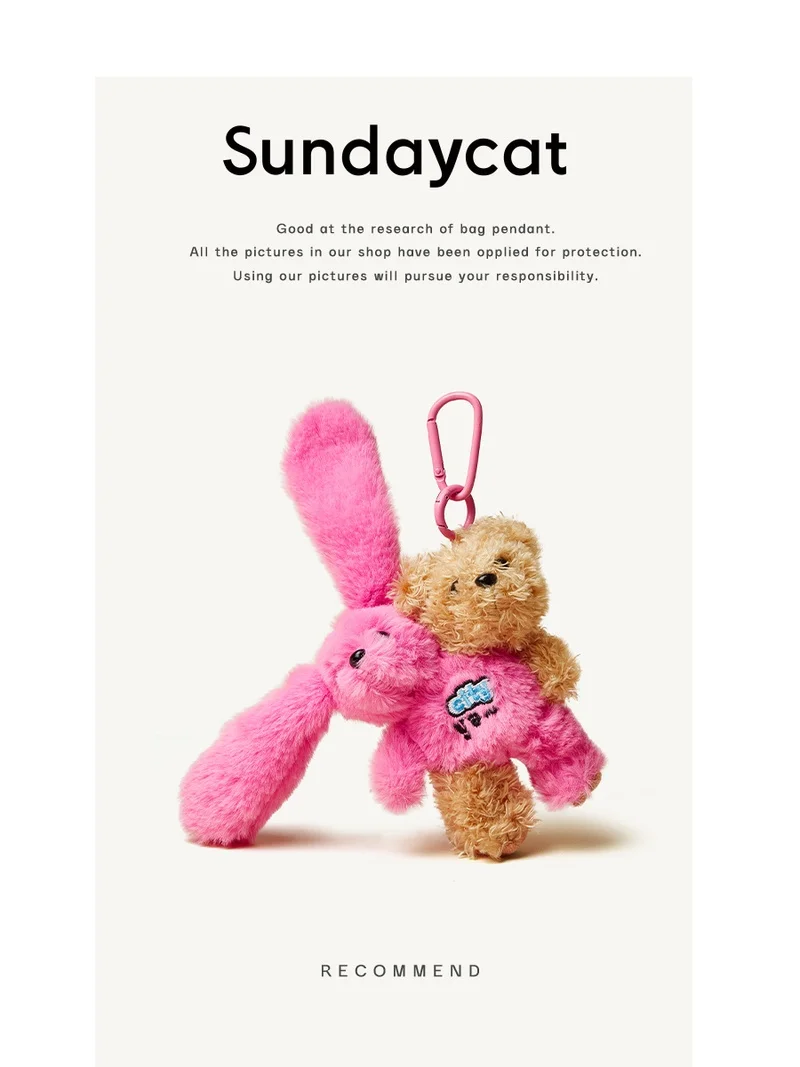 SUNDAYCAT High-End Couple Plush Bag Charm Original Niche Cat Rabbit Stuffed Backpack Pendant Cute Keychain Lovers Gift