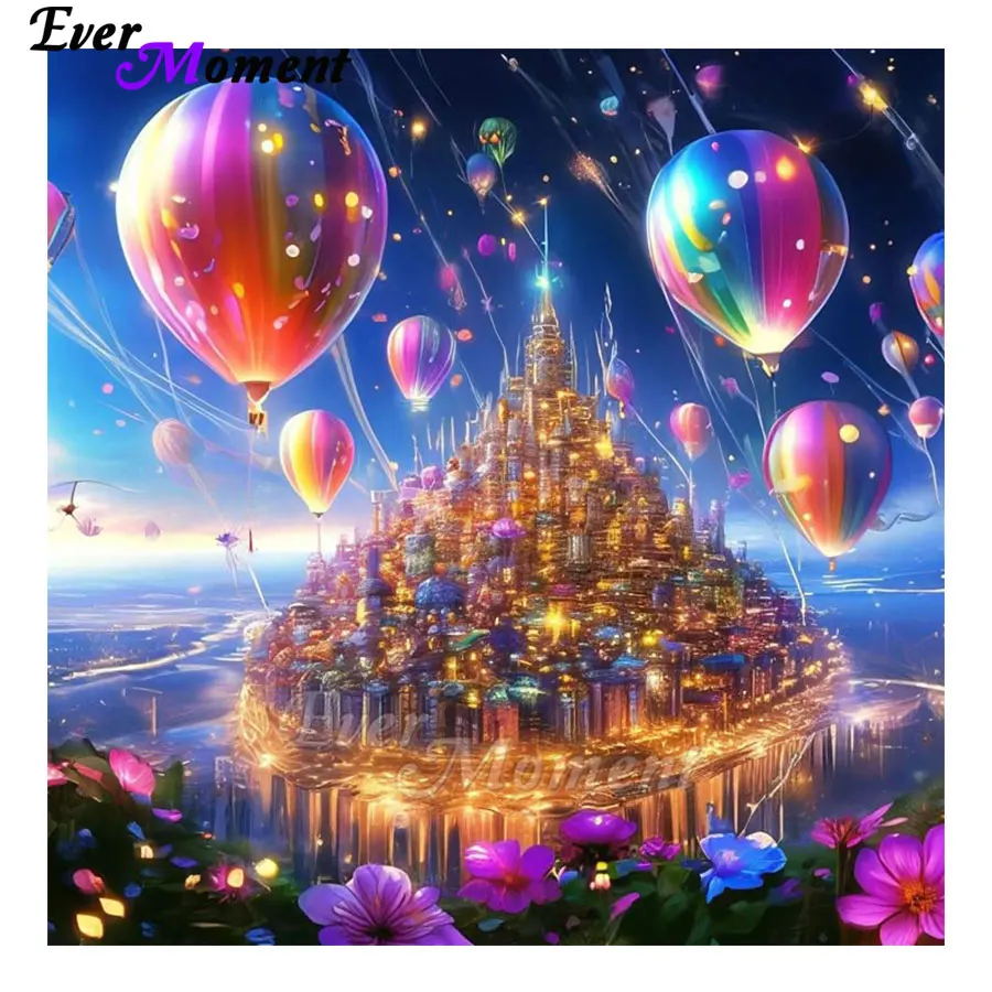 

Ever Moment Flower and Balloon Landscape Diamond Painting Full Resin Drill Short Lint Canvas Art Kit ASF3112