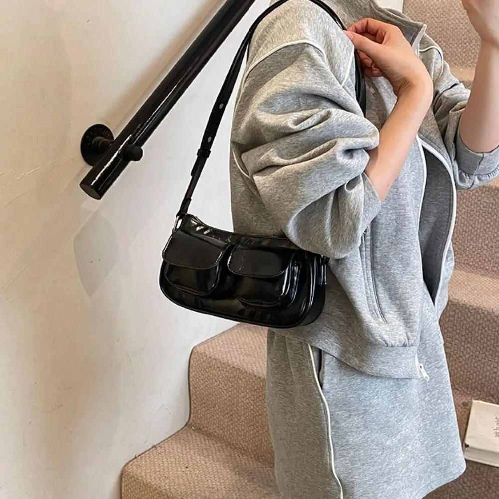 Роскошная однотонная сумка через плечо, большая вместительная сумка с двойными карманами, сумка-хобо, ретро сумка на плечо из искусственной кожи, летняя